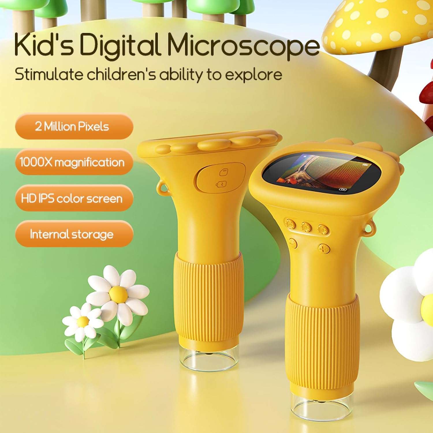 Branded Children Electron Microscope USB Charging Microscope 1000x With LED Photo And Video Function Educational Toys Science For Kids