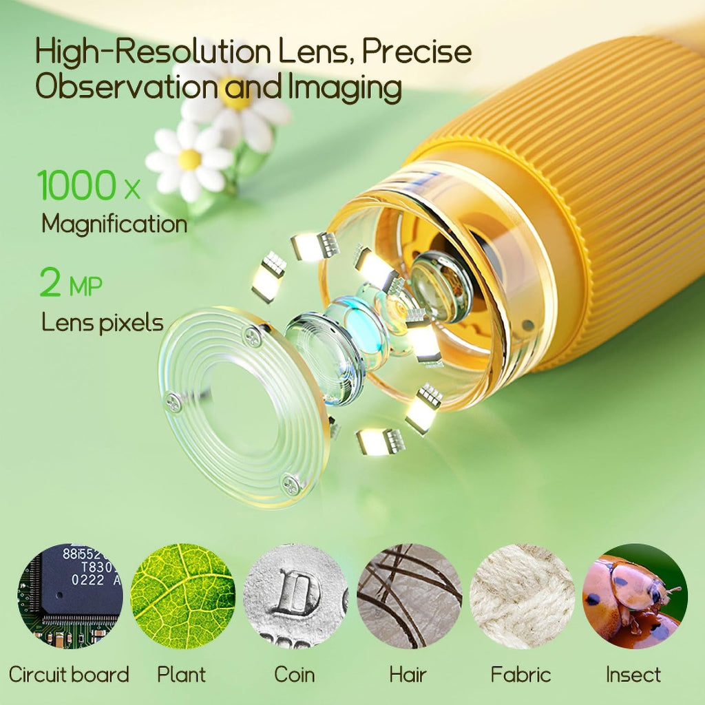 Branded Children Electron Microscope USB Charging Microscope 1000x With LED Photo And Video Function Educational Toys Science For Kids