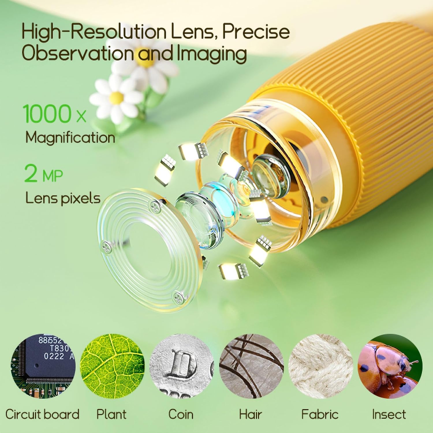 Branded Children Electron Microscope USB Charging Microscope 1000x With LED Photo And Video Function Educational Toys Science For Kids