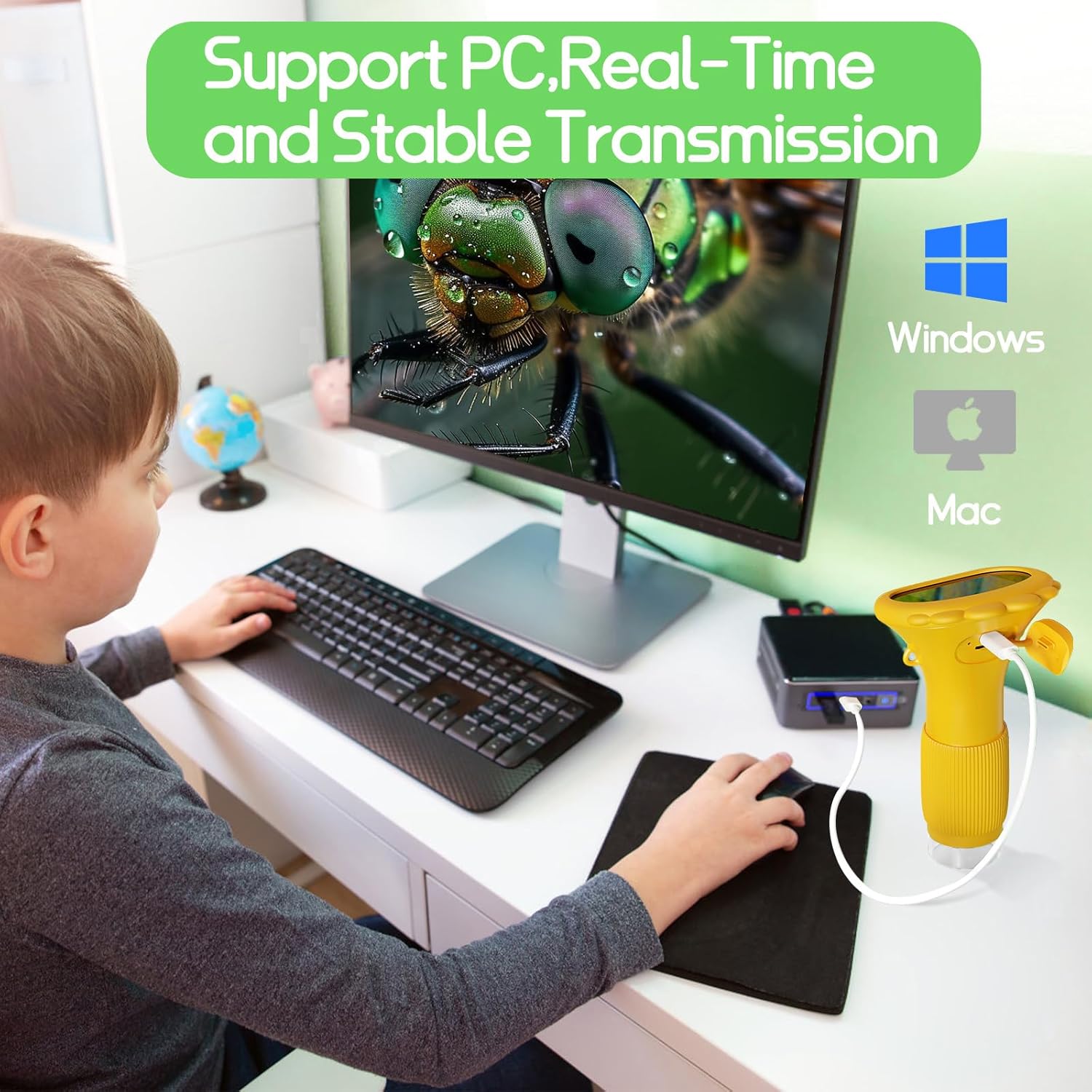 Branded Children Electron Microscope USB Charging Microscope 1000x With LED Photo And Video Function Educational Toys Science For Kids