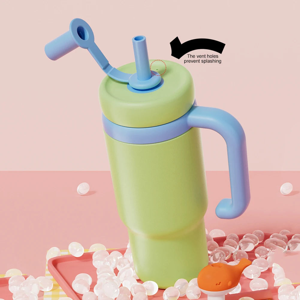 24oz Stainless Steel Whale Fountain Tumbler with Handle for Kids Teens and Adults