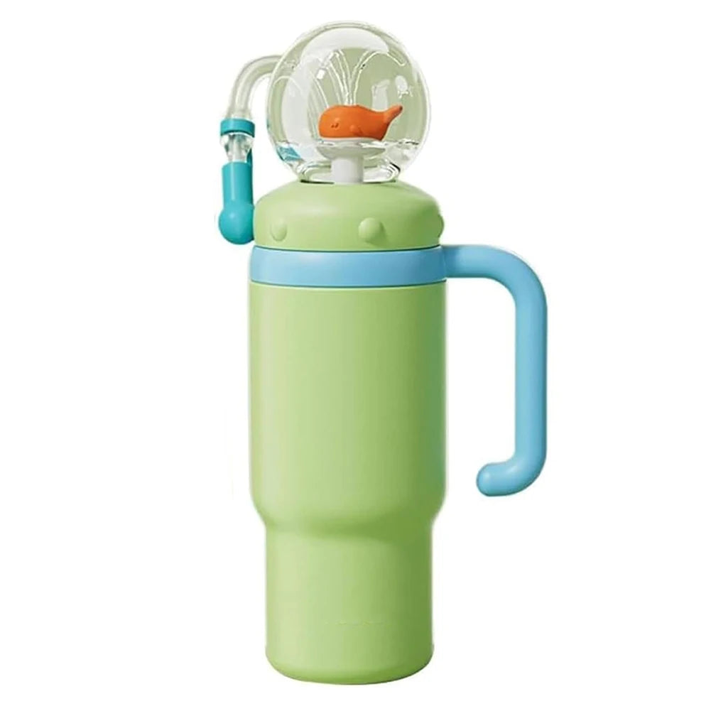 24oz Stainless Steel Whale Fountain Tumbler with Handle for Kids Teens and Adults