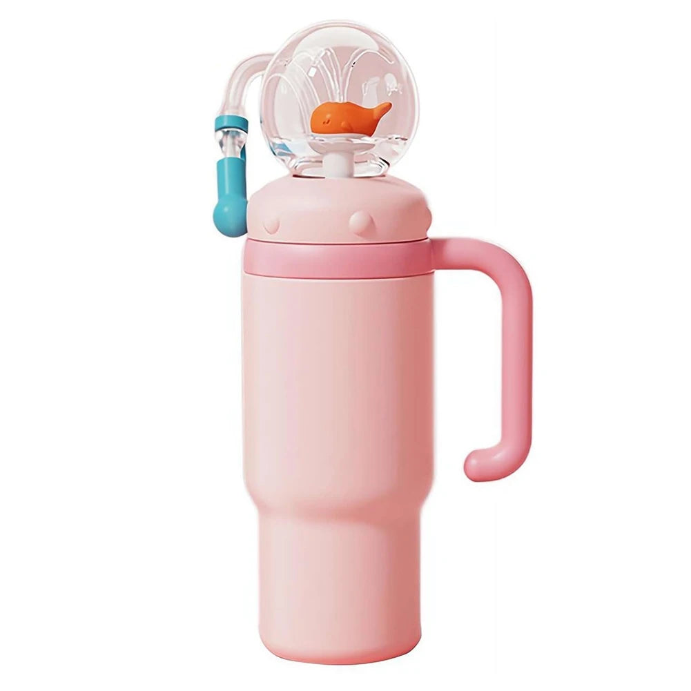 24oz Stainless Steel Whale Fountain Tumbler with Handle for Kids Teens and Adults