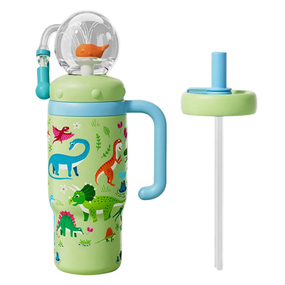 24oz Stainless Steel Whale Fountain Tumbler with Handle for Kids Teens and Adults